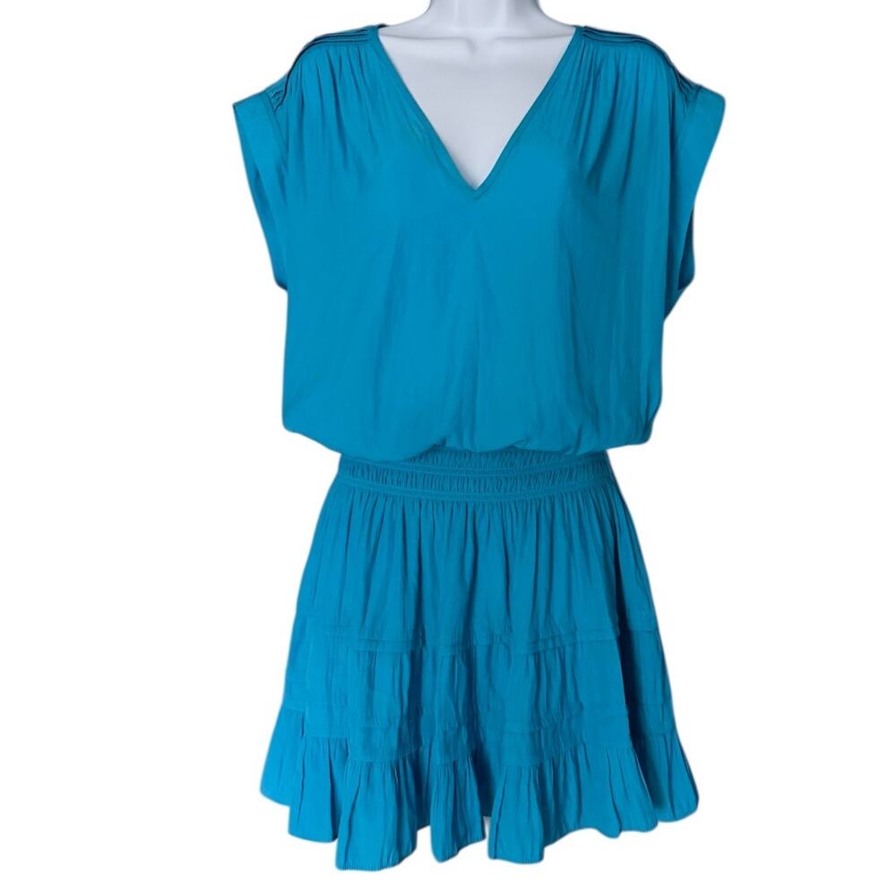 Ramy Brook Vanessa Smocked Waist Dress Women’s S Teal Aqua Blue Flowy Romantic